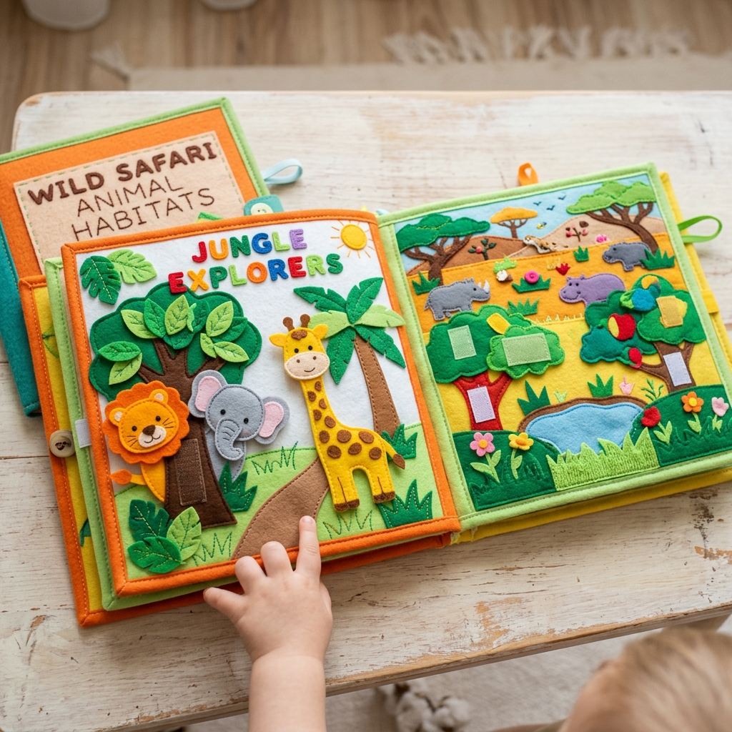 Wild Safari & Animal Habitats Quiet Book